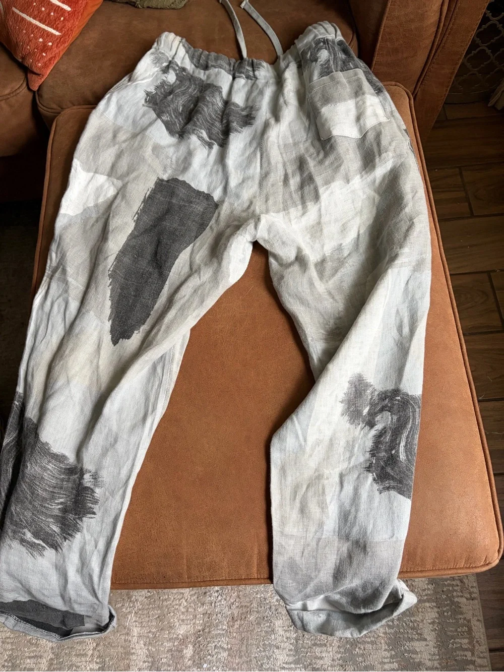 Tempo Paris Women's M Linen Abstract Print Pants – Size M